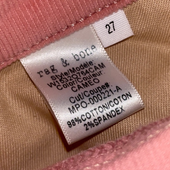 NWOT Rag & Bone High Rise Skinny Corduroy Cameo Size 27 - Picture 6 of 8